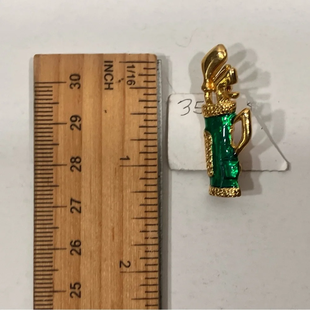 Gold and Green Golf Bag Brooch